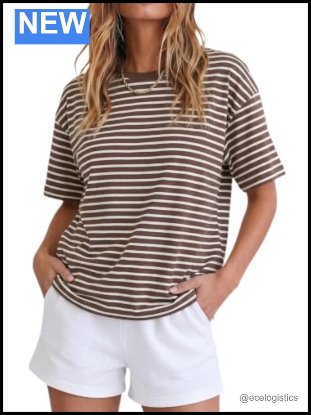 Vintage Boxy Cropped Tee Short Sleeve Striped Loose Fit Top